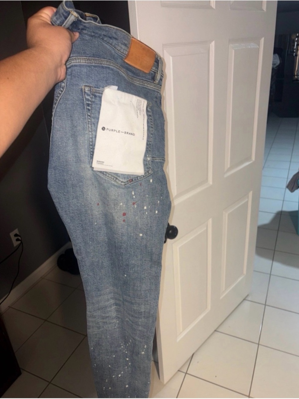 Men ! Light Blue Paint-Splatter Jeans